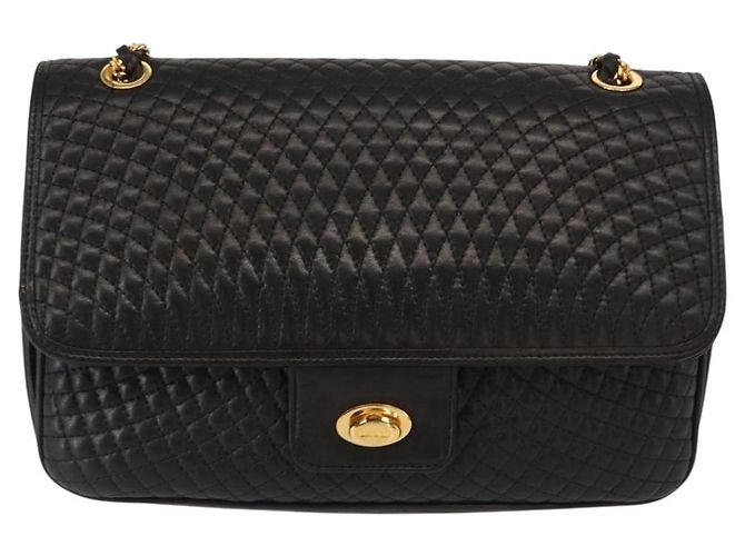 BALLY Borsa a Spalla a Catena Pelle Nera Oro Auth 156131 Nero D'oro - vista 2
