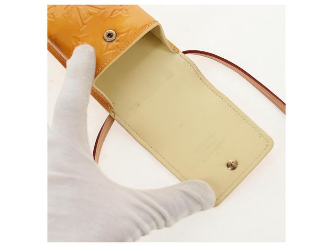 LOUIS VUITTON Monogram Vernis Custodia Verde Giallo Lime M91052 LV Auth BA8521 D'oro - vista 9