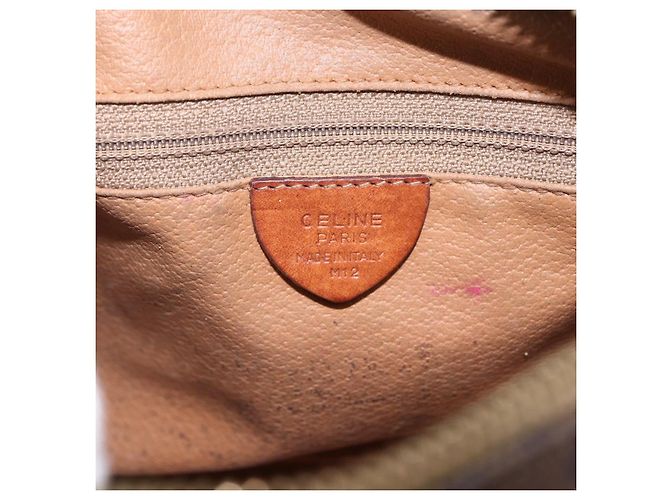 Céline Borsa a Spalla in Tela Macadam CELINE in Pelle PVC Marrone Oro Auth 159160 D'oro - vista 15