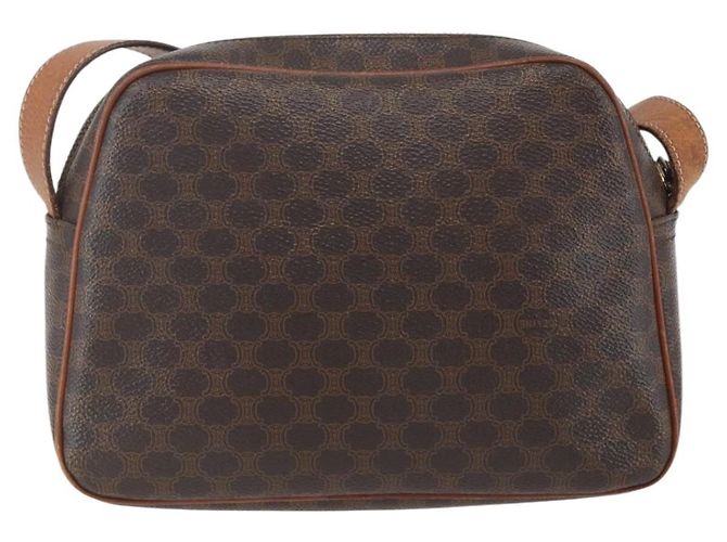 Céline Borsa a Spalla in Tela Macadam CELINE in Pelle PVC Marrone Oro Auth 159160 D'oro - vista 3