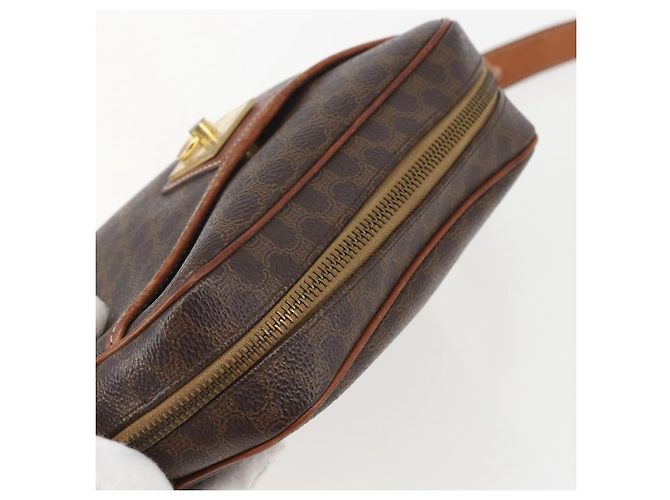 Céline Borsa a Spalla in Tela Macadam CELINE in Pelle PVC Marrone Oro Auth 159160 D'oro - vista 6