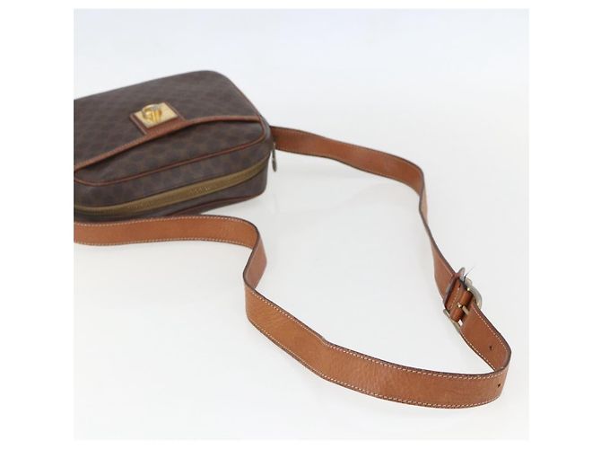 Céline Borsa a Spalla in Tela Macadam CELINE in Pelle PVC Marrone Oro Auth 159160 D'oro - vista 7