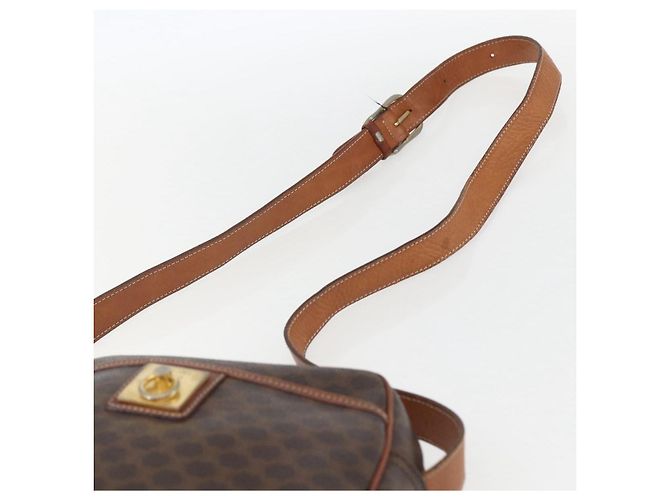 Céline Borsa a Spalla in Tela Macadam CELINE in Pelle PVC Marrone Oro Auth 159160 D'oro - vista 8