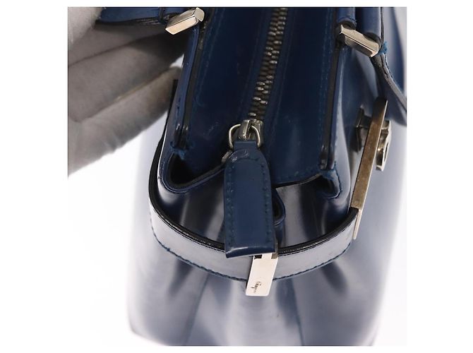 Borsa a mano Gancini in pelle azzurro chiaro e oro Auth BA9168 di Salvatore Ferragamo D'oro Blu chiaro - vista 14