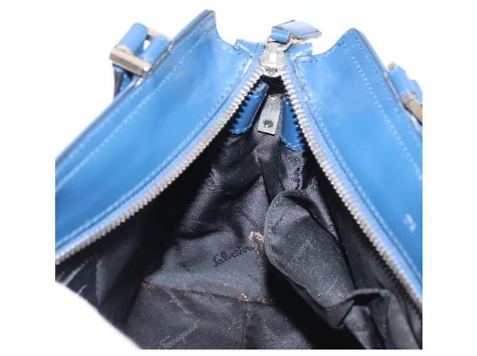 Borsa a mano Gancini in pelle azzurro chiaro e oro Auth BA9168 di Salvatore Ferragamo D'oro Blu chiaro - vista 18