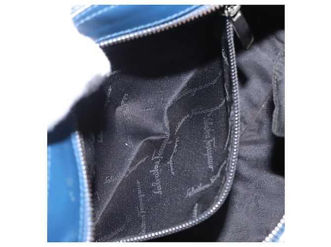 Borsa a mano Gancini in pelle azzurro chiaro e oro Auth BA9168 di Salvatore Ferragamo D'oro Blu chiaro - vista 21