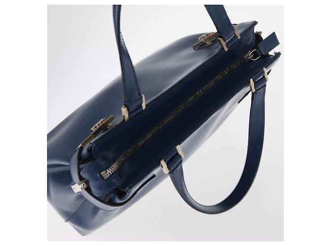 Borsa a mano Gancini in pelle azzurro chiaro e oro Auth BA9168 di Salvatore Ferragamo D'oro Blu chiaro - vista 6