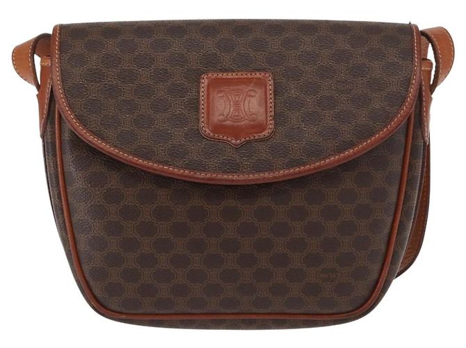 Céline Borsa a Spalla in Tela Macadam CELINE in Pelle PVC Marrone Oro Auth ep12228 D'oro - vista 2