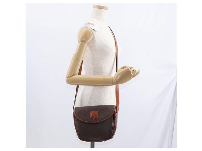 Céline Borsa a Spalla in Tela Macadam CELINE in Pelle PVC Marrone Oro Auth ep12228 D'oro - vista 23