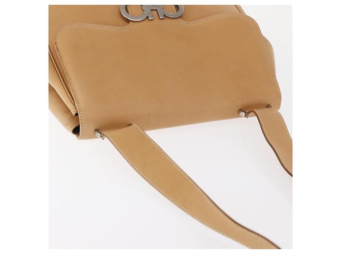 Borsa a Spalla Gancini in Pelle Beige Argento Auth BA8874 di Salvatore Ferragamo - vista 6