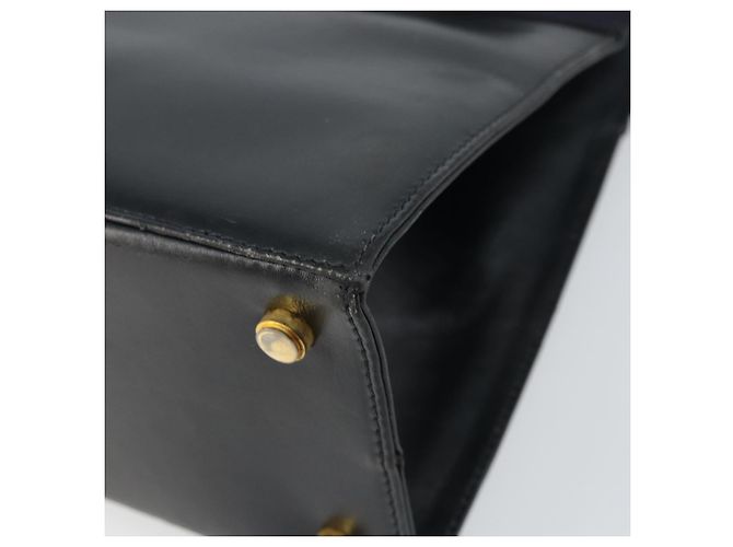 Bolso de mano Vala de cuero azul marino y dorado Auth BA8854 de Salvatore Ferragamo - vista 10