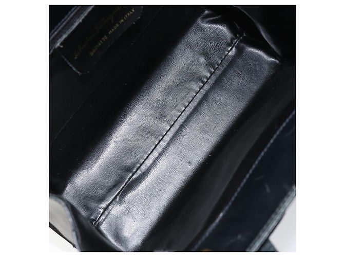 Bolso de mano Vala de cuero azul marino y dorado Auth BA8854 de Salvatore Ferragamo - vista 16