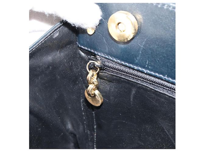 Bolso de mano Vala de cuero azul marino y dorado Auth BA8854 de Salvatore Ferragamo - vista 19