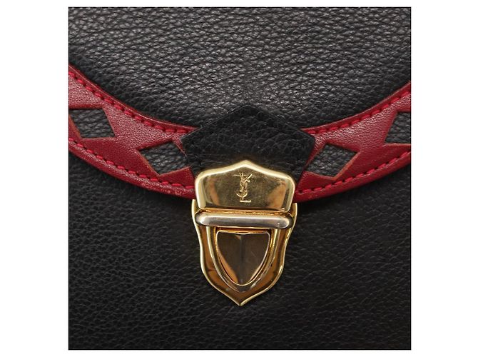 SAINT LAURENT Borsa a mano in pelle 2 in 1 Nera Oro Auth 156174 Nero D'oro - vista 16