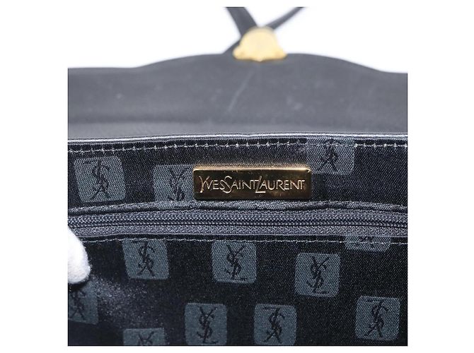 SAINT LAURENT Borsa a mano in pelle 2 in 1 Nera Oro Auth 156174 Nero D'oro - vista 18
