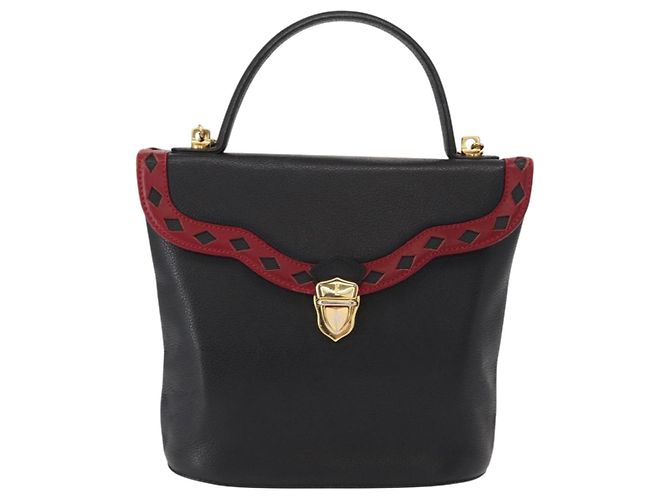 SAINT LAURENT Borsa a mano in pelle 2 in 1 Nera Oro Auth 156174 Nero D'oro - vista 2