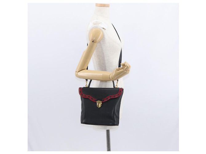 SAINT LAURENT Borsa a mano in pelle 2 in 1 Nera Oro Auth 156174 Nero D'oro - vista 24