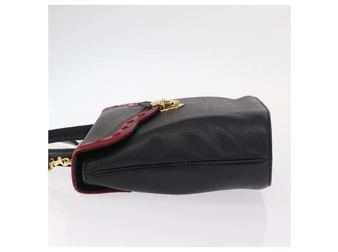 SAINT LAURENT Borsa a mano in pelle 2 in 1 Nera Oro Auth 156174 Nero D'oro - vista 5
