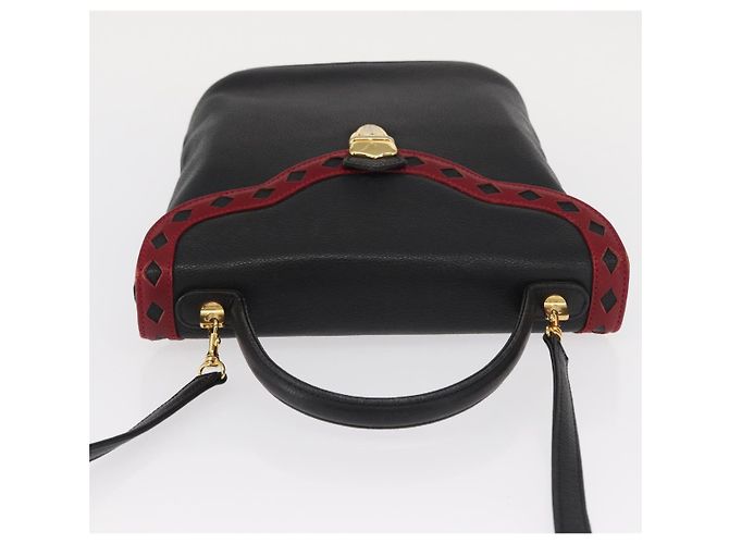 SAINT LAURENT Borsa a mano in pelle 2 in 1 Nera Oro Auth 156174 Nero D'oro - vista 6