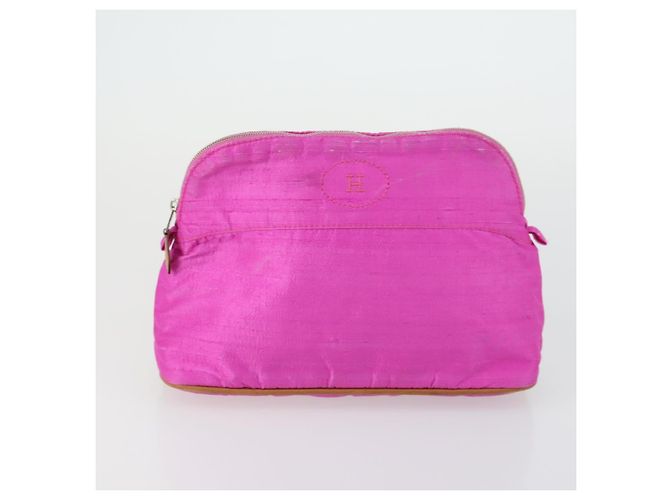 Hermès Pochette HERMES in tela 3 pezzi Rosa Nero Marrone Auth bs31480 - vista 8