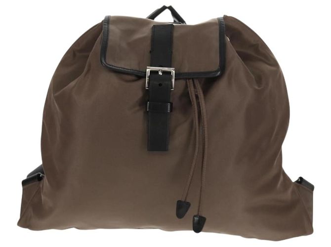 PRADA Backpack Nylon Gray Silver Auth 153654V Brown Silvery - view 13