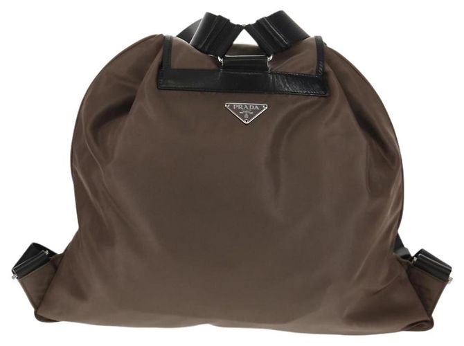 PRADA Backpack Nylon Gray Silver Auth 153654V Brown Silvery - view 2