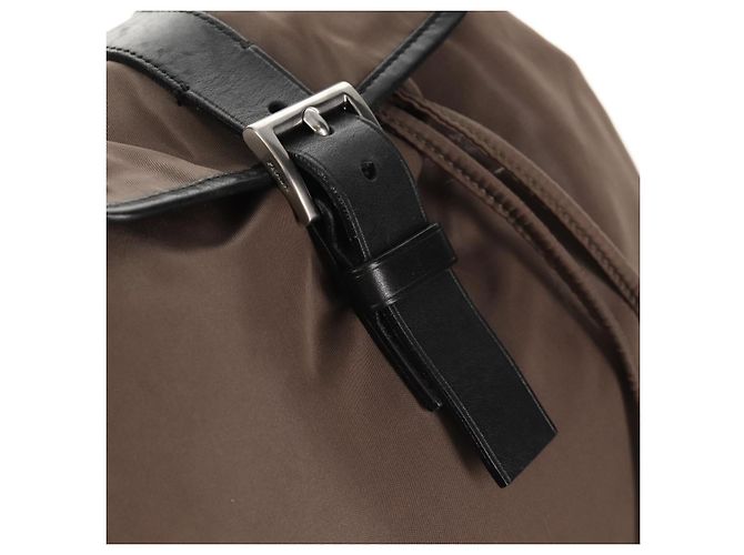 PRADA Backpack Nylon Gray Silver Auth 153654V Brown Silvery - view 22
