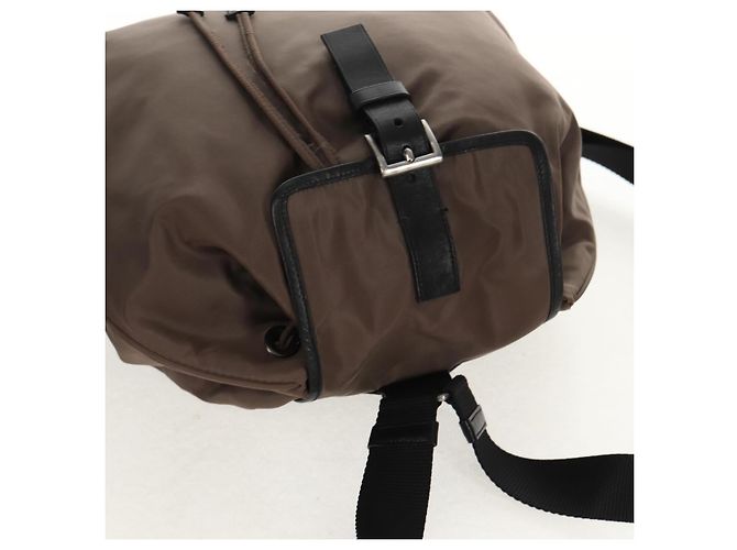 PRADA Backpack Nylon Gray Silver Auth 153654V Brown Silvery - view 6