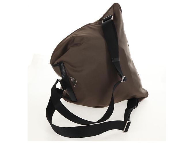 PRADA Backpack Nylon Gray Silver Auth 153654V Brown Silvery - view 7