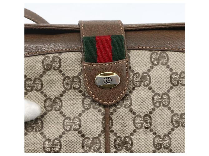 Borsa Sherry Line GG Supreme Web di GUCCI in PVC beige e oro 10 02 037 Auth 157006 D'oro - vista 14
