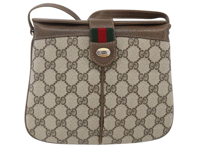 Borsa Sherry Line GG Supreme Web di GUCCI in PVC beige e oro 10 02 037 Auth 157006 D'oro - vista 2