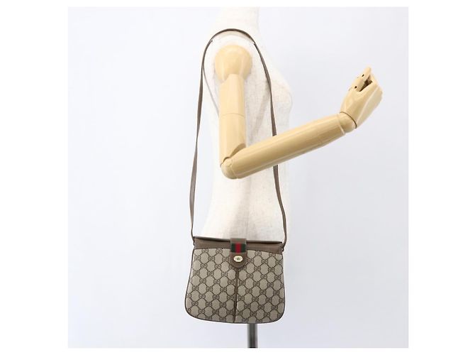 Borsa Sherry Line GG Supreme Web di GUCCI in PVC beige e oro 10 02 037 Auth 157006 D'oro - vista 23