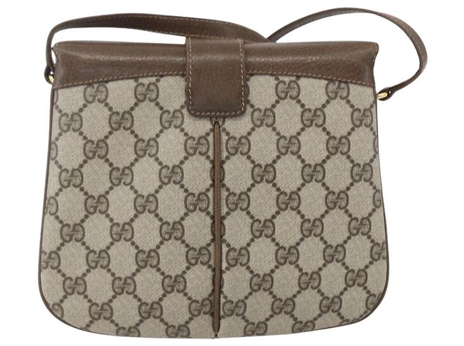 Borsa Sherry Line GG Supreme Web di GUCCI in PVC beige e oro 10 02 037 Auth 157006 D'oro - vista 3