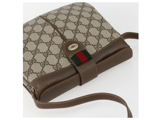 Borsa Sherry Line GG Supreme Web di GUCCI in PVC beige e oro 10 02 037 Auth 157006 D'oro - vista 6