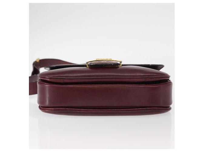 Borsa a Spalla CÉLINE Horse Carriage in Pelle Bordeaux Oro Auth 156289 D'oro Bordò - vista 11