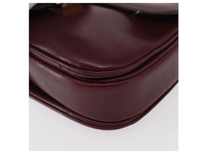 Borsa a Spalla CÉLINE Horse Carriage in Pelle Bordeaux Oro Auth 156289 D'oro Bordò - vista 13