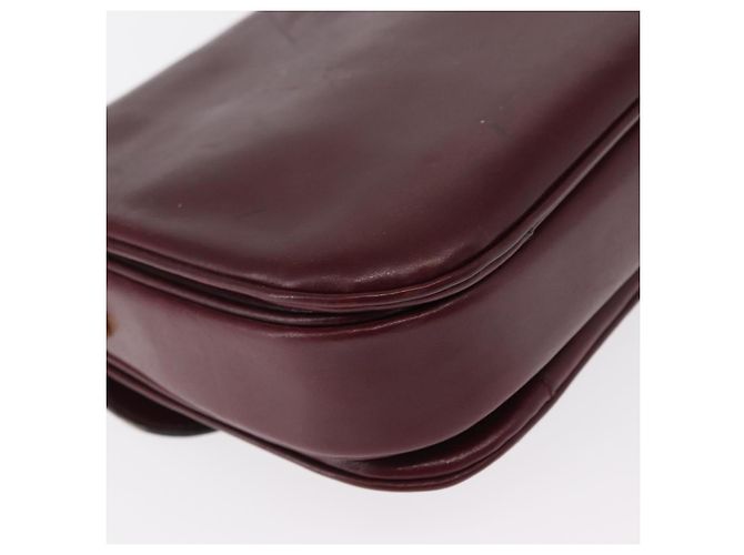 Borsa a Spalla CÉLINE Horse Carriage in Pelle Bordeaux Oro Auth 156289 D'oro Bordò - vista 14