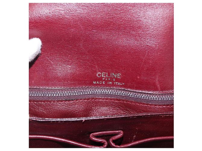 Borsa a Spalla CÉLINE Horse Carriage in Pelle Bordeaux Oro Auth 156289 D'oro Bordò - vista 19
