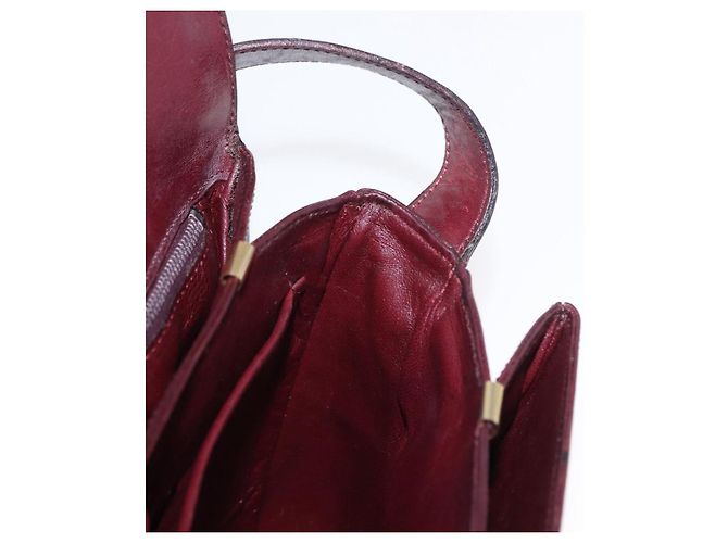 Borsa a Spalla CÉLINE Horse Carriage in Pelle Bordeaux Oro Auth 156289 D'oro Bordò - vista 21