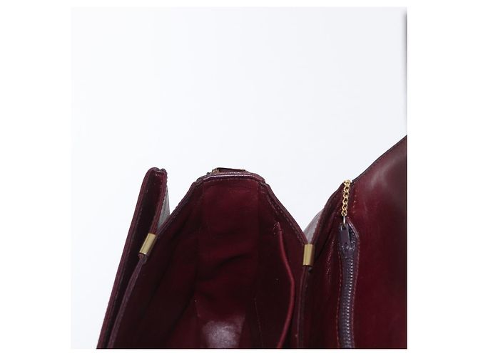 Borsa a Spalla CÉLINE Horse Carriage in Pelle Bordeaux Oro Auth 156289 D'oro Bordò - vista 22