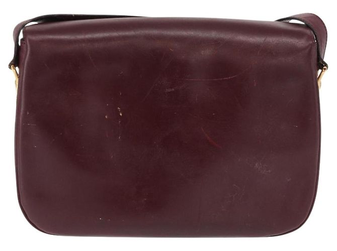 Borsa a Spalla CÉLINE Horse Carriage in Pelle Bordeaux Oro Auth 156289 D'oro Bordò - vista 3