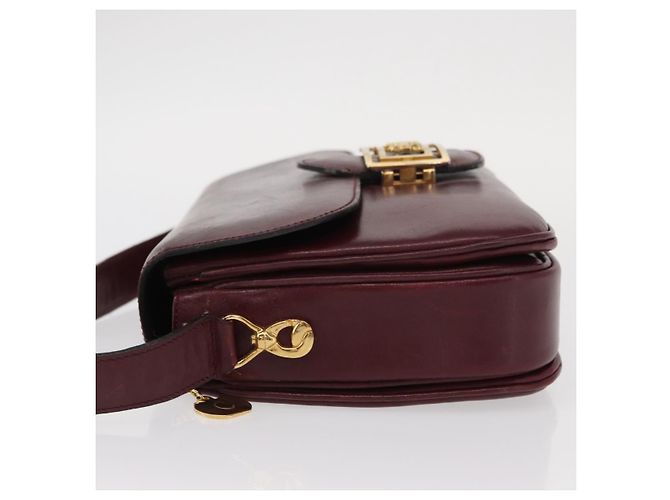 Borsa a Spalla CÉLINE Horse Carriage in Pelle Bordeaux Oro Auth 156289 D'oro Bordò - vista 6