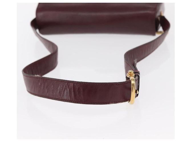Borsa a Spalla CÉLINE Horse Carriage in Pelle Bordeaux Oro Auth 156289 D'oro Bordò - vista 8