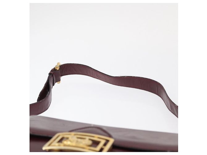 Borsa a Spalla CÉLINE Horse Carriage in Pelle Bordeaux Oro Auth 156289 D'oro Bordò - vista 9