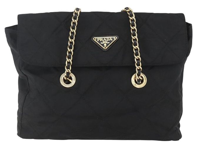 PRADA Borsa Tote Matelassé in Nylon Nera Oro Auth bs31575 Nero D'oro - vista 13