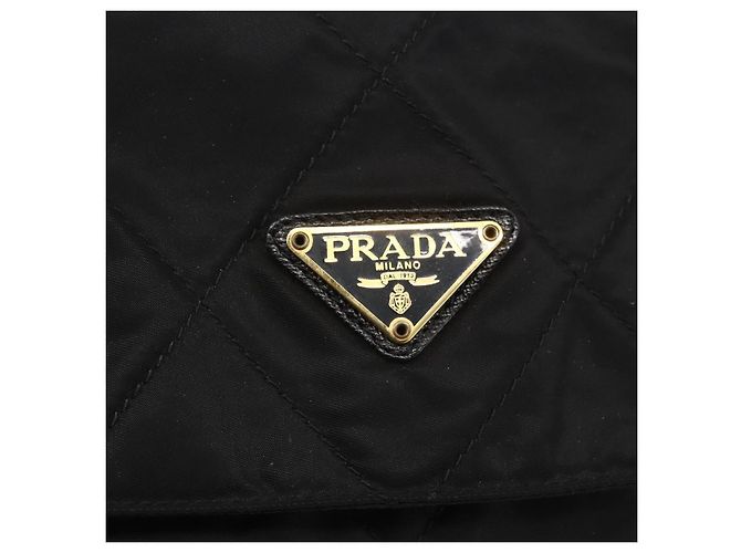 PRADA Borsa Tote Matelassé in Nylon Nera Oro Auth bs31575 Nero D'oro - vista 18