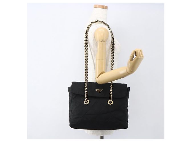 PRADA Borsa Tote Matelassé in Nylon Nera Oro Auth bs31575 Nero D'oro - vista 24