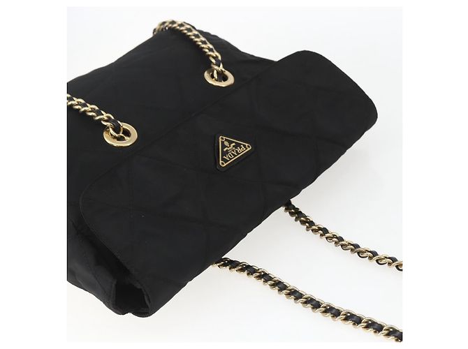 PRADA Borsa Tote Matelassé in Nylon Nera Oro Auth bs31575 Nero D'oro - vista 6