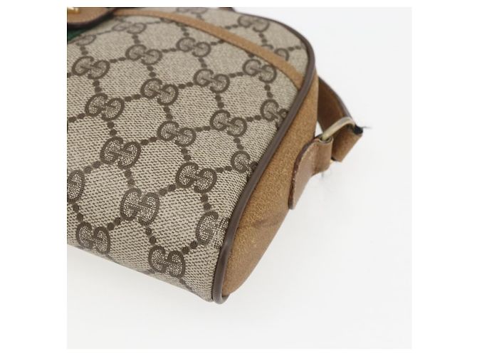 Borsa Sherry Line GG Supreme Web di GUCCI in PVC beige e oro 116 02 055 Auth BA8616 D'oro - vista 10