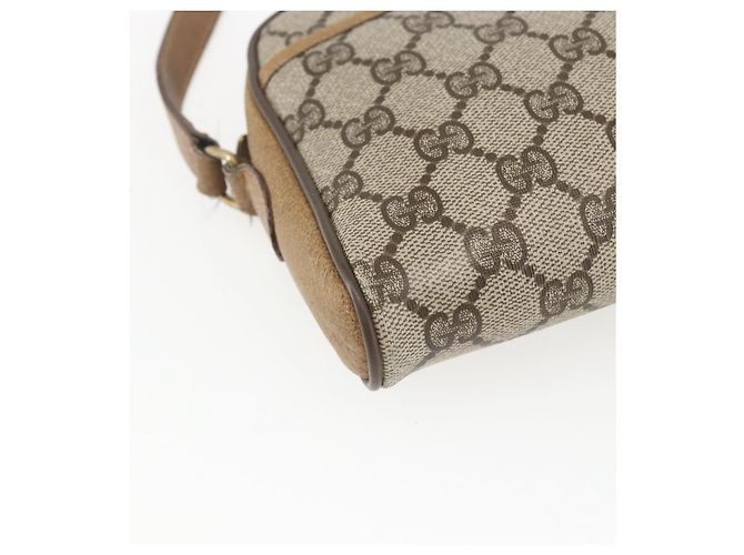 Borsa Sherry Line GG Supreme Web di GUCCI in PVC beige e oro 116 02 055 Auth BA8616 D'oro - vista 11